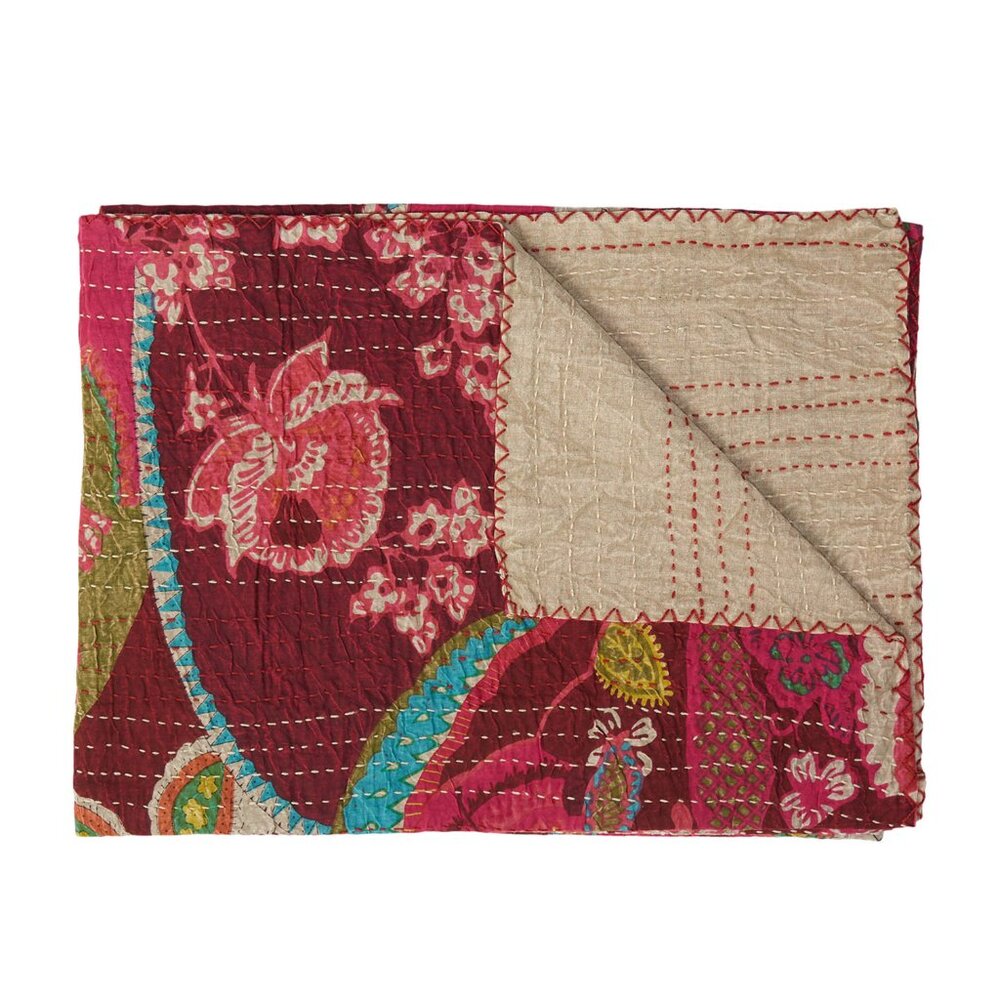 Taj Hotel Home Decor Kantha Cotton Throw | 1-Piece | Multicolor | 50"x70"
